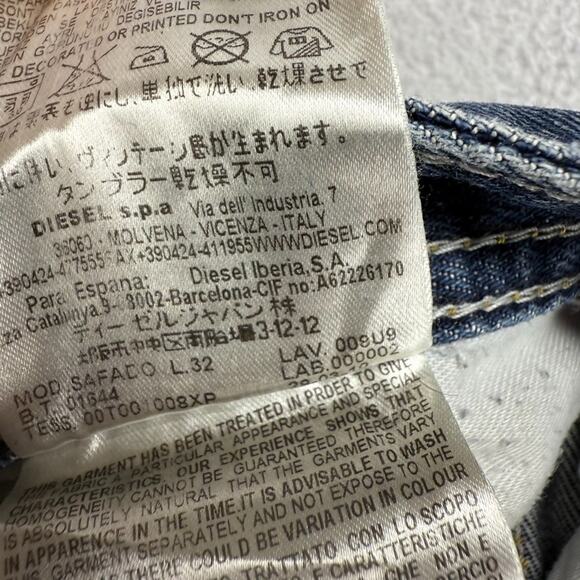 Diesel Jeans Mens 34 FIts 34x33 Regular Straight Whisker Faded Safado y2k Dark - Picture 13 of 14